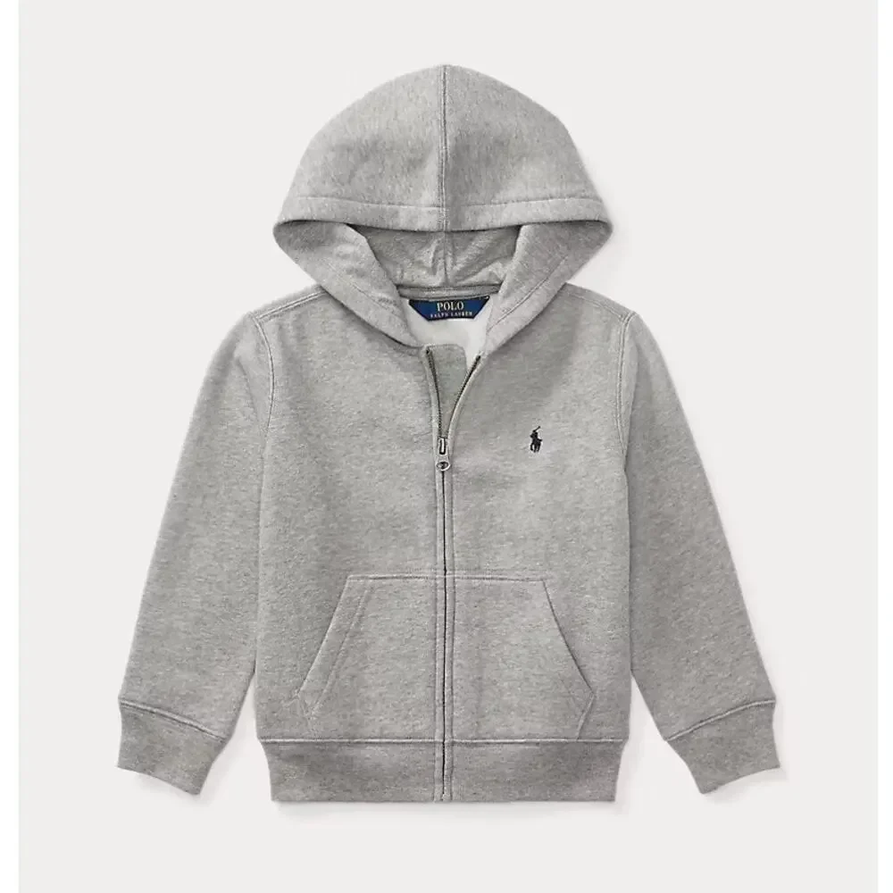 POLO Ralph Lauren Fleece Full Zip Hoodie Sweatshirt Heather Gray Boys 4T